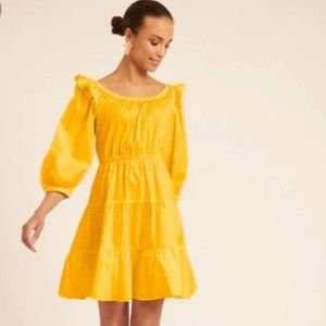 Rachel Parcell Ruffled Shoulder Tiered Cotton Minidress